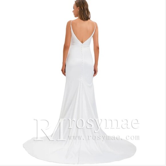 Rosymae V-Back Stretch Mermaid Sleek Wedding Dress Bridal Gown - NWT - Picture 5 of 10